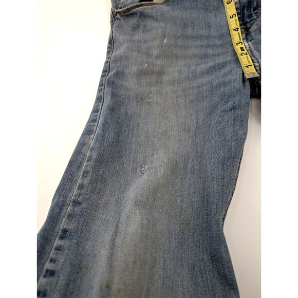 Wrangler Distressed Blue Slim Straight Light Wash Western Work Jeans 31X27 - Picture 11 of 13